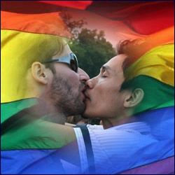 Bisou Gay sur Rainbow Flag
